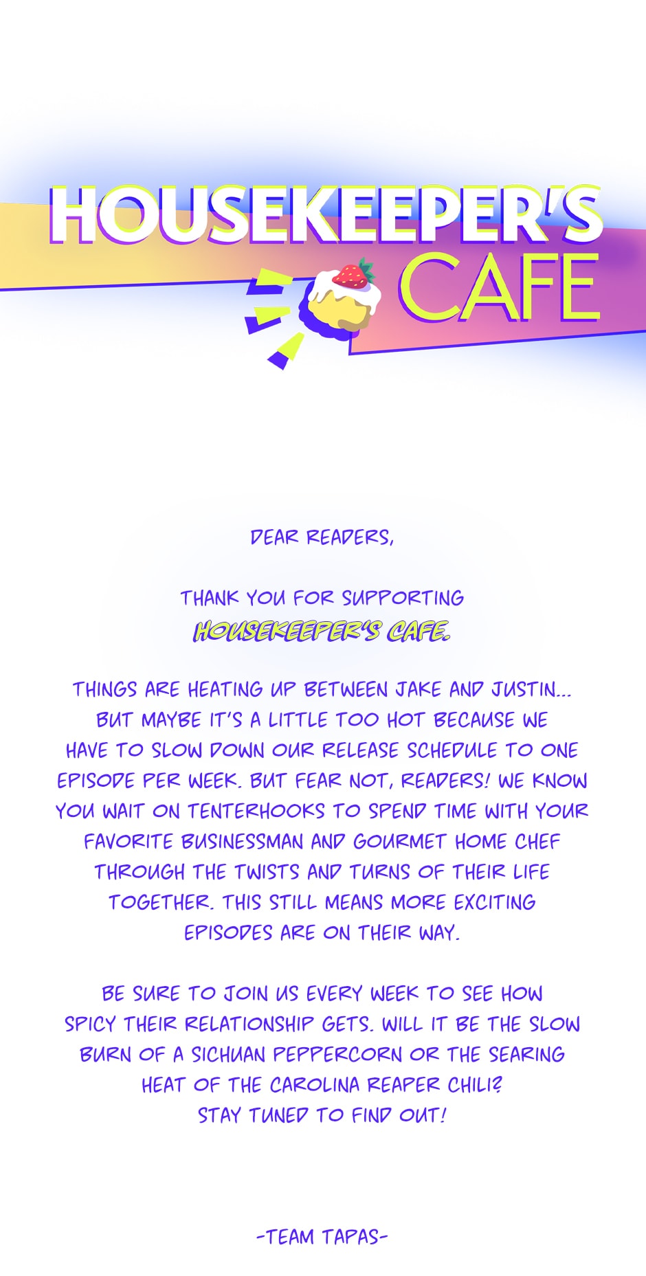 Read Housekeeper's Cafe Special Announcement Tapas Comics